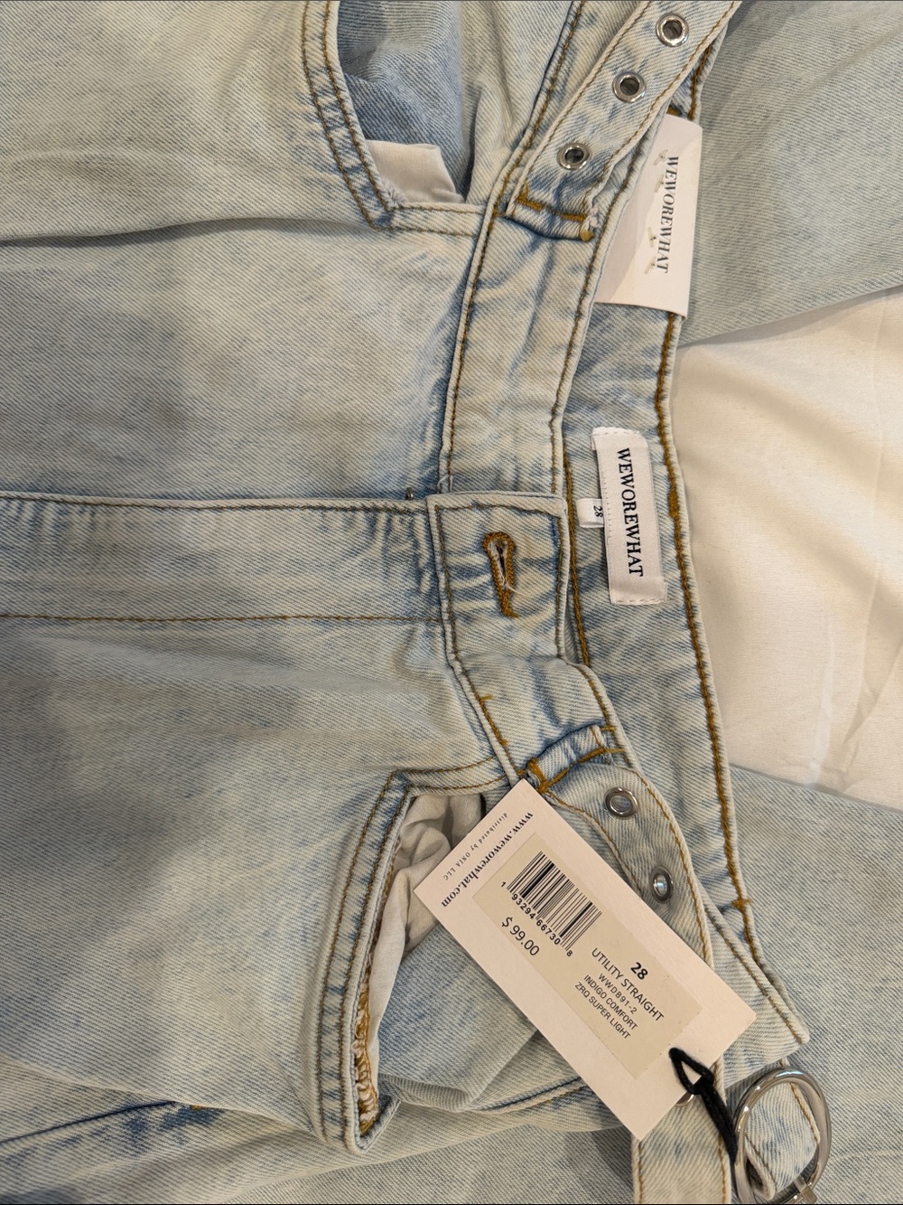 WeWoreWhat Light Wash Straight Leg Cargo Jeans - Picture 3 of 3